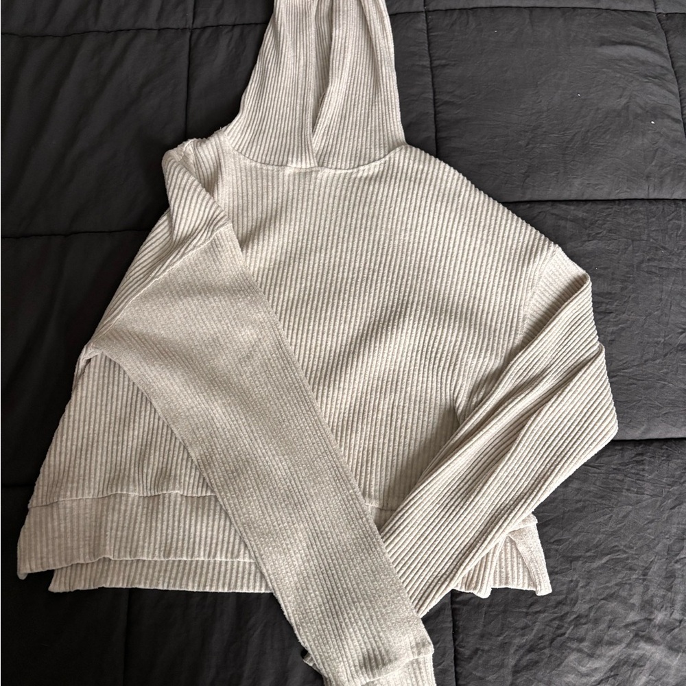 Thread & Supply Beige Ribbed Turtleneck Sweater